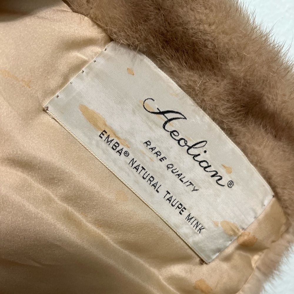 Vintage Aeolian Mink Fur Stole – EMBA Natural Taupe – Lined & Monogrammed - Picture 7 of 11